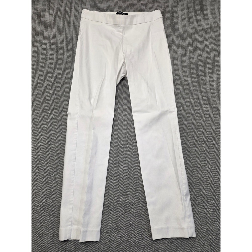 Ellen Tracy Womens White Slim Pull On Straight Leg Stretch Trousers Size Medium - Picture 1 of 10
